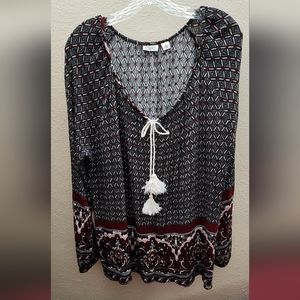 CATO long sleeved patterned blouse